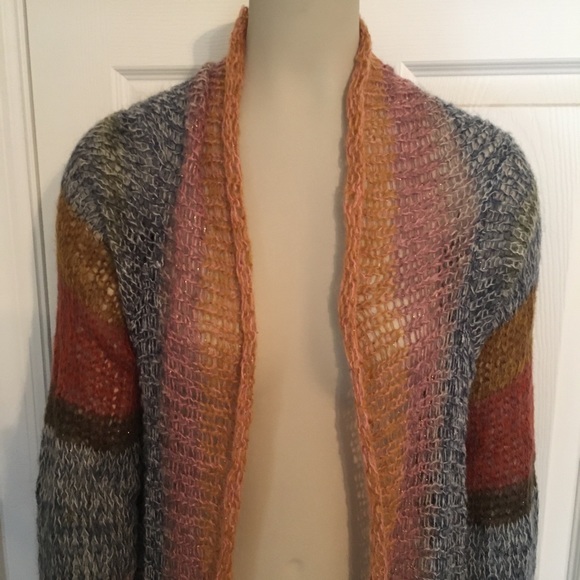 Knitted & Knotted striped cardigan multi color with Lurex Large - Picture 4 of 8
